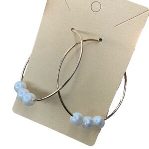 Gold pearl hoops